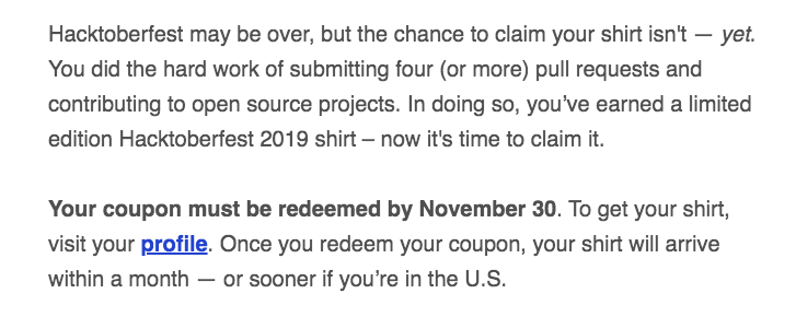CivicAngela's tweet photo. When you discover that you qualified for a #Hacktoberfest shirt, but your spam filter was too powerful... 😭
#yesitsdecember #twomonthslater #stillwantashirt https://t.co/wDNCFsO1GF