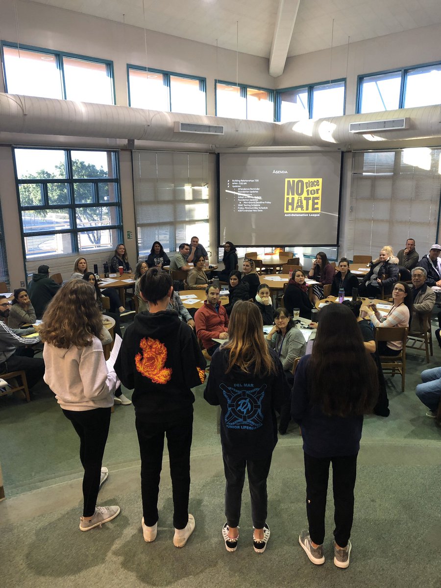 Wonderful staff meeting... Our students became the teachers today as they presented our next No Place for Hate lesson. The lesson was completely student designed. They will visit all of our classrooms this week. Powerful shifts occur when our students find their leadership voice.