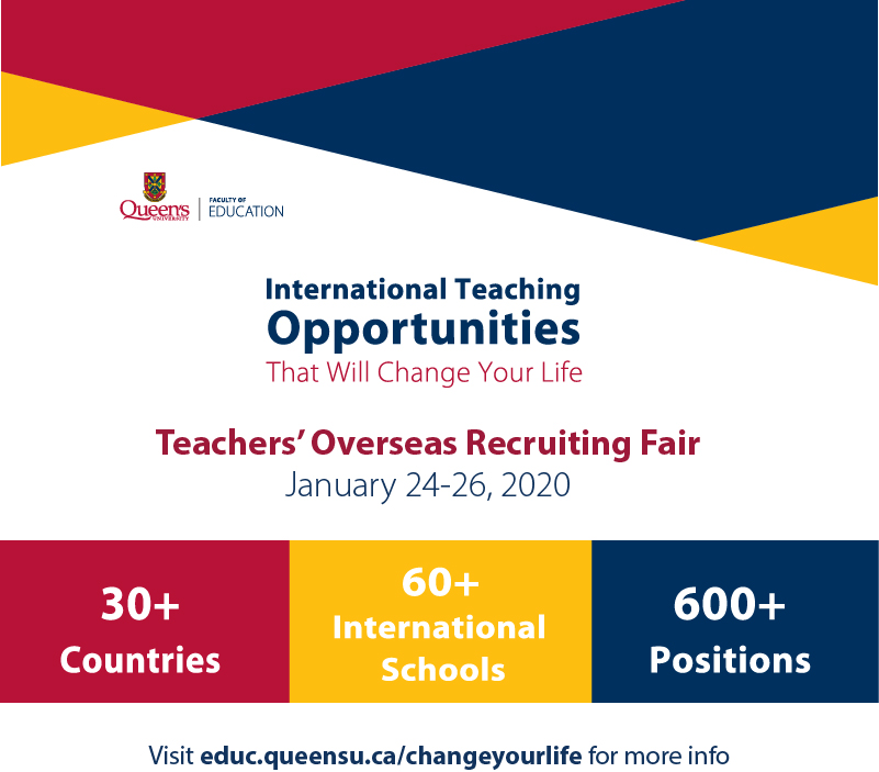 QueensEduc's tweet photo. Registration for the Teachers' Overseas Recruiting Fair is now open! Qualified &amp; soon to be qualified teachers can change their life in just one weekend. https://t.co/CfqQJ3YWOA #QueensEduc #Teachabroad https://t.co/cCElDJEZzU