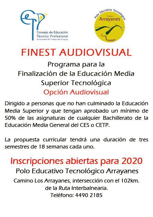 🔍INFORMACIÓN IMPORTANTE INSCRIPCIONES 2020

Si tenés 50% de Bachillerato aprobado en cualquier orientación, podes terminarlo estudiando 🎥 AUDIOVISUAL

📌Polo Educativo Tecnológico Arrayanes

▶ Programa FINEST