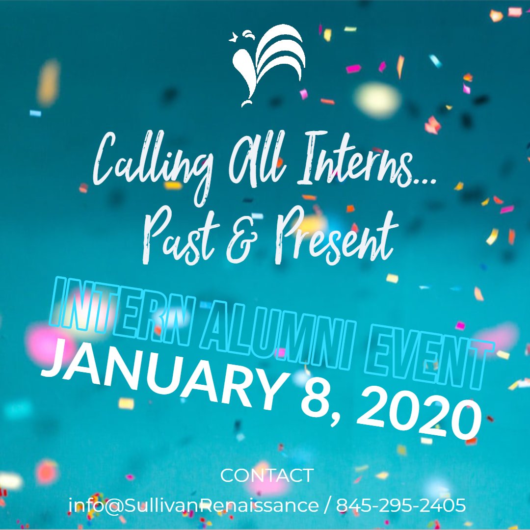 We are planning an Intern Alumni Event. If YOU WERE or KNOW SOMEONE who has been an intern with Sullivan Renaissance, we would love to hear from you! As we advance into our 20th year of service. Come celebrate this milestone with us. #lovelivesullivan