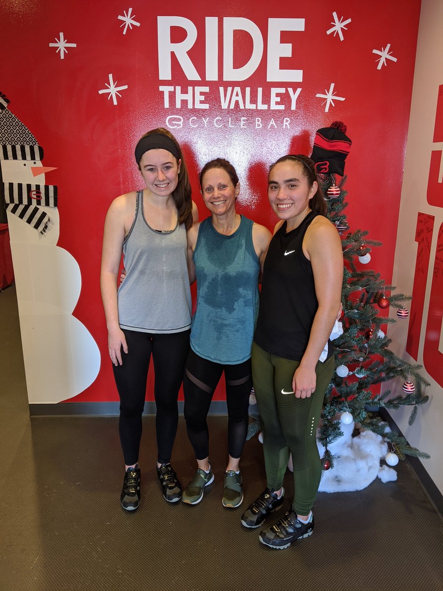 What do a couple of seniors do on their snow day? Try to whip up on their coach in spin class. #oneteamoneheartbeat #snowday #notachance <a href="/k_carp11/">Kayla Carpenter</a> <a href="/schoenfelder/">Sarah Schoenfelder</a> @LadyLancers19