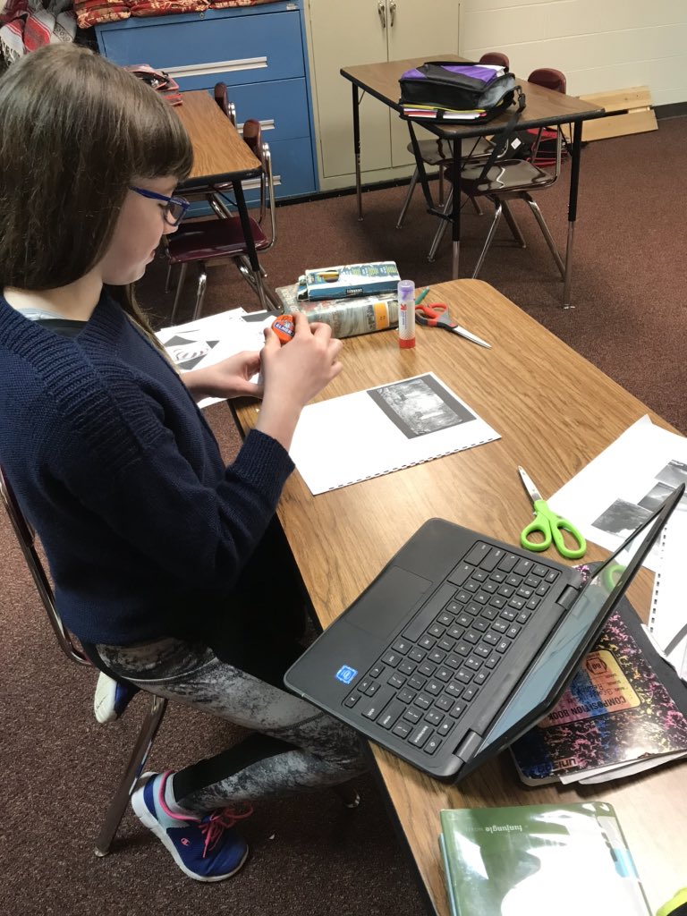 kimbruns12's tweet photo. Working on Character Scrapbooks in Reading.@MadisonMSNews #celebratemms https://t.co/2gRlQ5LiHa