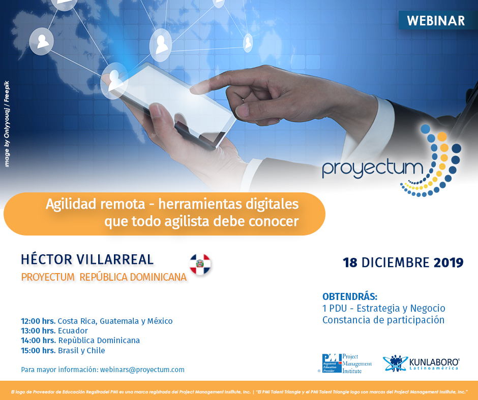 proyectummx's tweet photo. Mañana es nuestro último webinar del año. Nuestro colega Héctor Villarreal de Proyectum Dominicana nos compartirá sus recomendaciones de 🔧💻 herramientas digitales que todo agilista debe conocer.
Link de registro: https://t.co/W40l6CInN9
https://t.co/UdKH5tpBJO https://t.co/sXFtGW074k