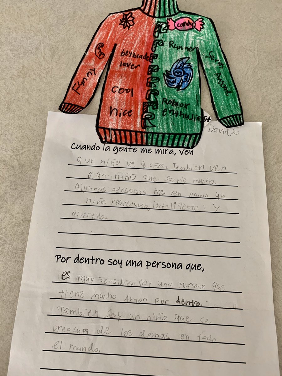 Holiday characterization sweaters! Plot twist: the characters the students described &amp; depicted were themselves! 

What do people see when they look at them?
                       Versus...
The person they are on the inside.
#TechtheASD4halls #StudentCreation #ASD4ALL