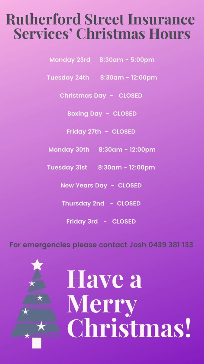 rutherfordst's tweet photo. our Christmas trading hours 🎅🏼 https://t.co/eOiIgvbbRQ
