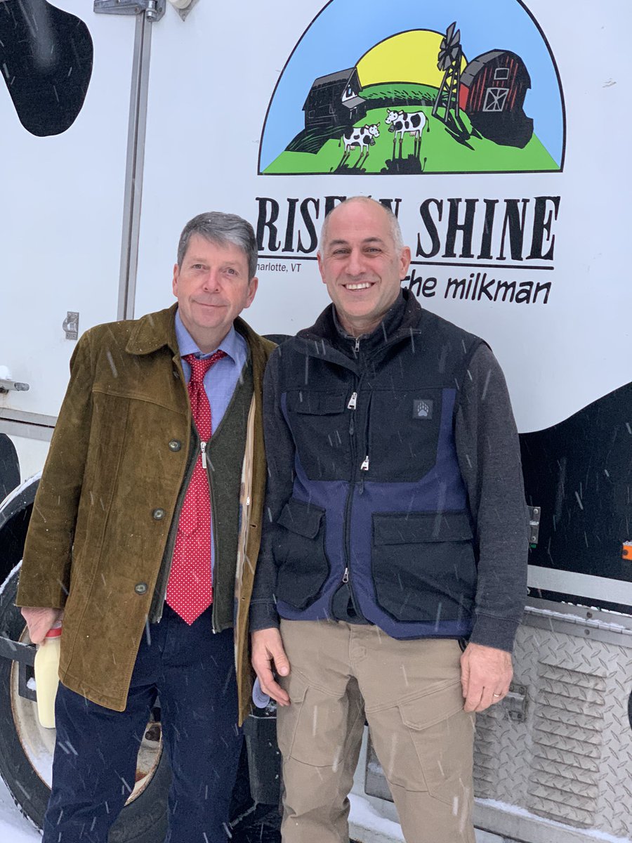 anson_ag's tweet photo. They deliver milk by door-to-door in glass bottles. Rise &amp; Shine also plans on retail farm stand in Charlotte on Route 7. Thanks for visit as part of #vtcapitol4aday with @GovPhilScott and cabinet. #dairy. https://t.co/PLxCu125wn #thinkvt #dairy #itsthemilkman #thinkvt https://t.co/cQtdrKRRGX