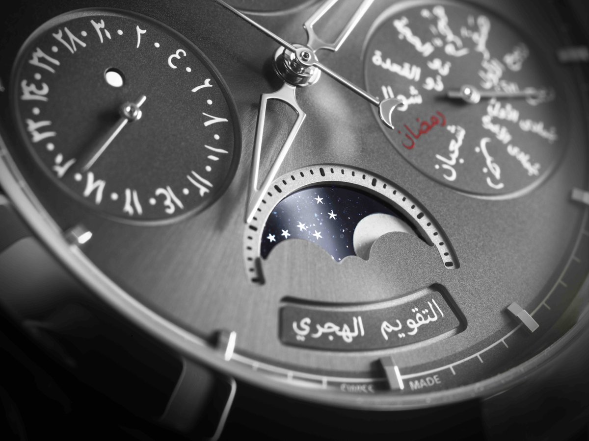 iWMagazine's tweet photo. This new @parmigianiwatch Hijri Perpetual Calendar wristwatch is based on technology that Parmigiani Fleurier developed for a table clock in 2011. The 44.5mm platinum watch tracks the  Hijri or Islamic lunar calendar and is used to pinpoint the days for Islamic holidays. https://t.co/fTDLTSmtCZ