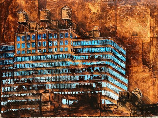 BenjaminFreyArt's tweet photo. An #urbanlandscape I finished this summer, which I've been holding back on because it became the image for a project @shawn.c.paul was working on in @foxcroftwineco . But now the wine is available in stores, (in and around #charlotte and #greenville) and… https://t.co/I36Q1kuyVX https://t.co/LOb3fxZegy