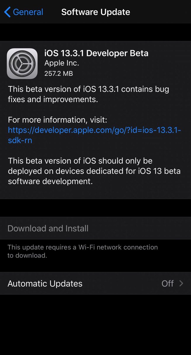 ioshots's tweet image. iOS 13.3.1 Dev beta 1 has been released. #iOS1331 #iOS1331DevBeta1