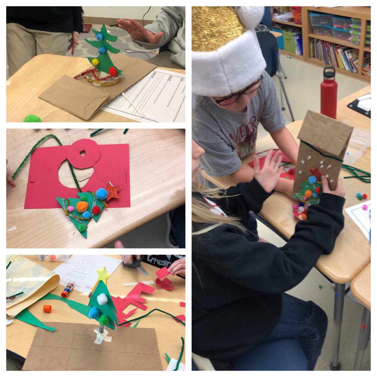 epauley804's tweet photo. STEM Challenge Accepted! Our @FrazierBears were given 15 minutes to create new table decorations for our holiday party ❤️🐻🖤 #bloomin304 https://t.co/mLFxdi9DBF