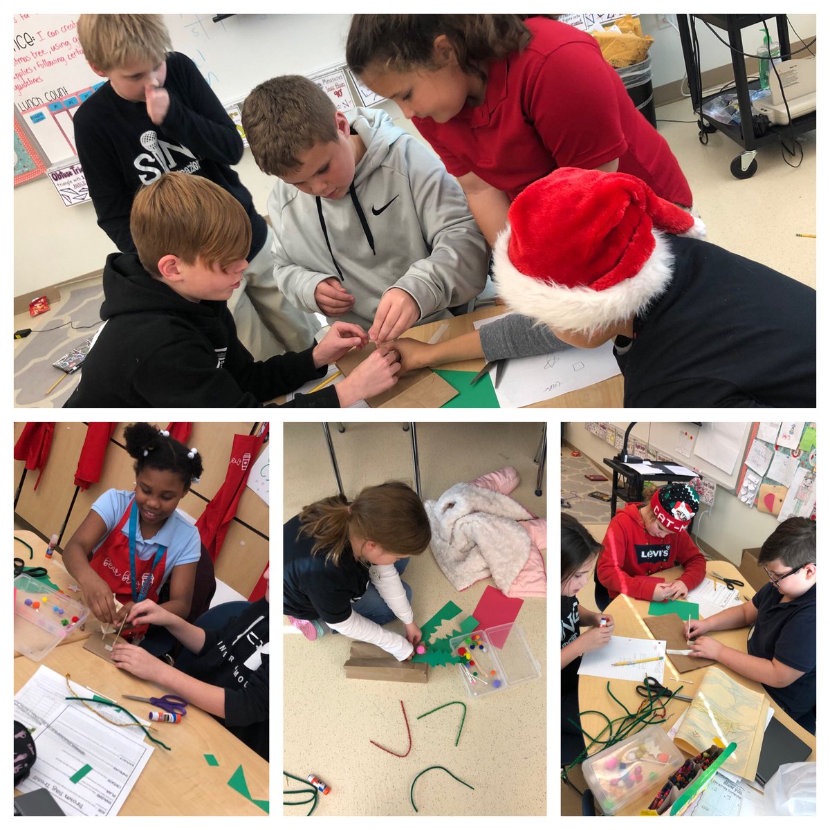 epauley804's tweet photo. STEM Challenge Accepted! Our @FrazierBears were given 15 minutes to create new table decorations for our holiday party ❤️🐻🖤 #bloomin304 https://t.co/mLFxdi9DBF