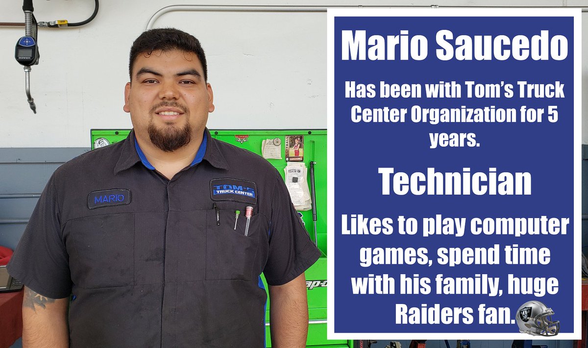 For the month of December, we shine a bright spotlight on Mario Saucedo and Mark Bauer! Mario repairs the trucks while Mark gets all the proper parts for those repairs! What a team! Thanks for all your hard work, guys.

#ttc #tomstruckcenter #ttruck #spotlight #hardworking