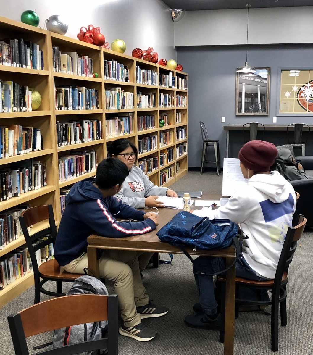 TheDenPHS1's tweet photo. PHS students take advantage of extended hours (and free coffee!) during exam week in the Phs Den 🐾 ☕️👩‍💻 https://t.co/GwpOIED2OU