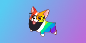 Party Corgi emote with Jason’s beard logo added on by Chris Biscardi.