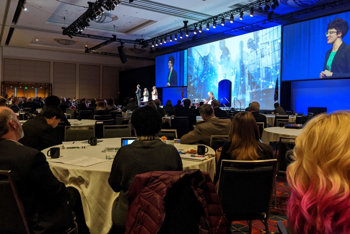 A snapshot from the <a href="/OregonBusiness/">Oregon Business</a> event the other night!

Here, an educator from McKay High School talks about <a href="/OregonMESA/">Oregon MESA</a> and <a href="/LemelsonMIT/">Lemelson-MIT Program</a> InvenTeams.

Stefan Bird, President &amp; CEO, mentioned the good work of STEM hubs!