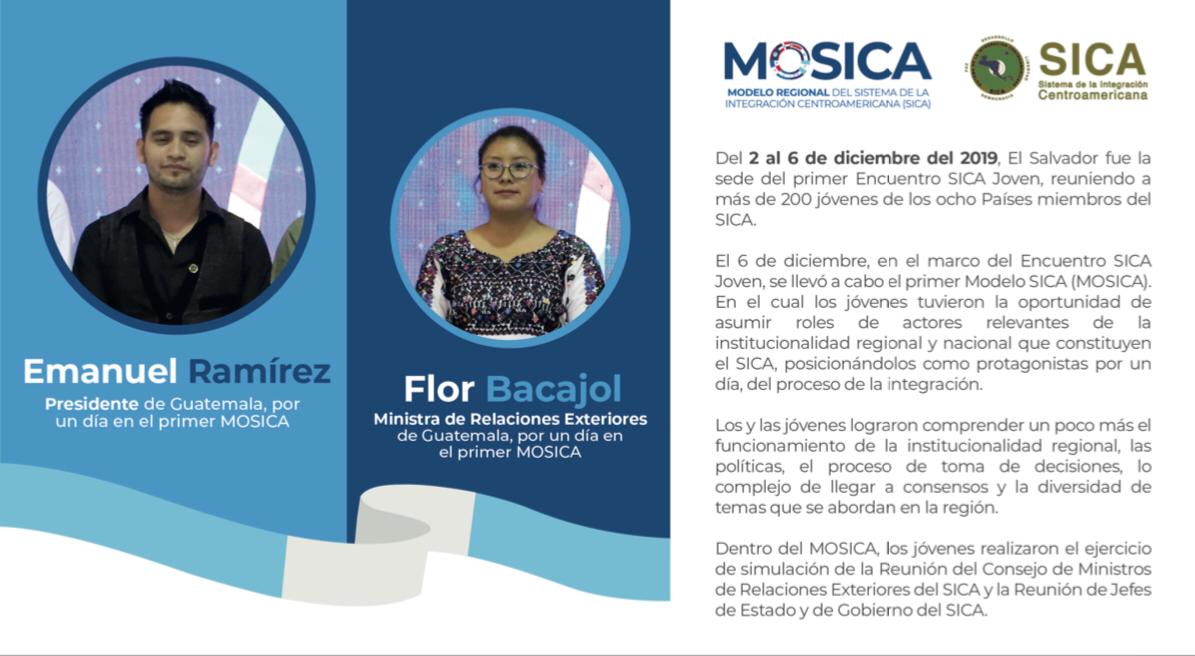 sg_sica's tweet photo. @zaiz_melina @nelsonpenna @MiguelVargasM @DaniloMedina @MIREXRD @PresidenciaRD @olindasalguero @VinicioCerezo @NitoCortizo @CancilleriaPma @aferrerl @CarlosAlvQ @epsycampbell @presidenciacr @CRcancilleria @lisandrorosales @JuanOrlandoH @CancilleriaHN @Presidencia_HN @nayibbukele @CancillerAleHT @fulloa51 @PresidenciaSV @cancilleriasv @InjuveSV @Marpineeda ✅En el 1° #ModeloSICA (MOSICA) participaron + de 200 jóvenes. Ejercicio de simulación, en el que todas y todos fuimos protagonistas del proceso de integración.
Conoce a la Canciller y Presidente x un día🙋♂🙋♀ de #Guatemala 🇬🇹 @jimmymoralesgt @sandrajovel6 @BacajolFlor https://t.co/OO68qBZhpn