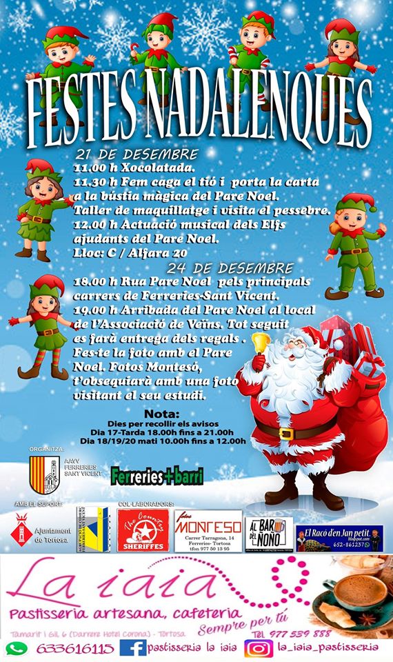 Com cada any l'esperit del Nadal torna a apoderar-se del barri i de l' <a href="/AVFerreries/">Associació de veïns Ferreries-Sant Vicent</a> ! Vine, fes-li uns bons cops al Tió i una abraçada al Pare Noel!