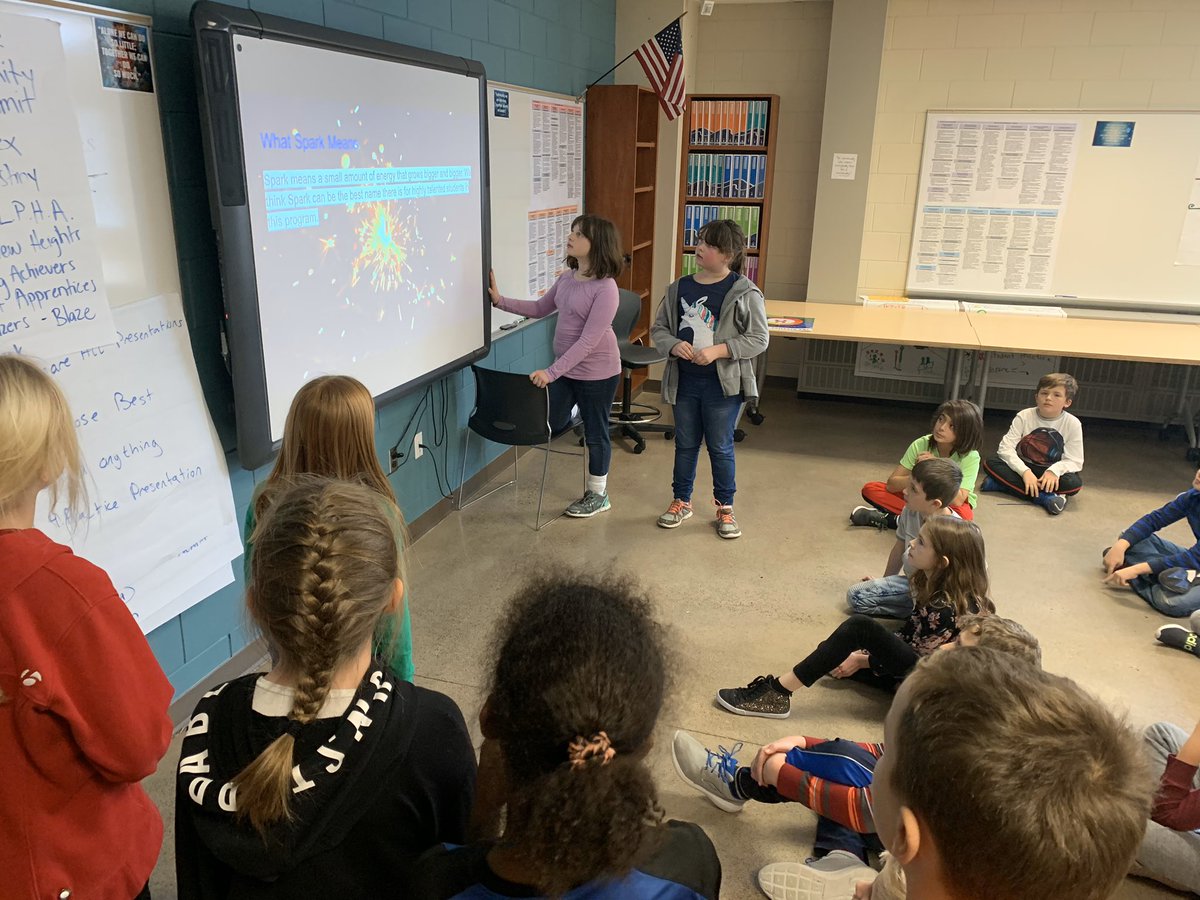 mary_wolverton's tweet photo. Students at Eisenhower Elementary School within a School program, provided presentations on recommendations for programming name. Teams engaged in a thoughtful, creative process. Grateful for the leadership team and all staff involved in the process. #AHSchools#We.are.Eisenhower https://t.co/KqwnK492py