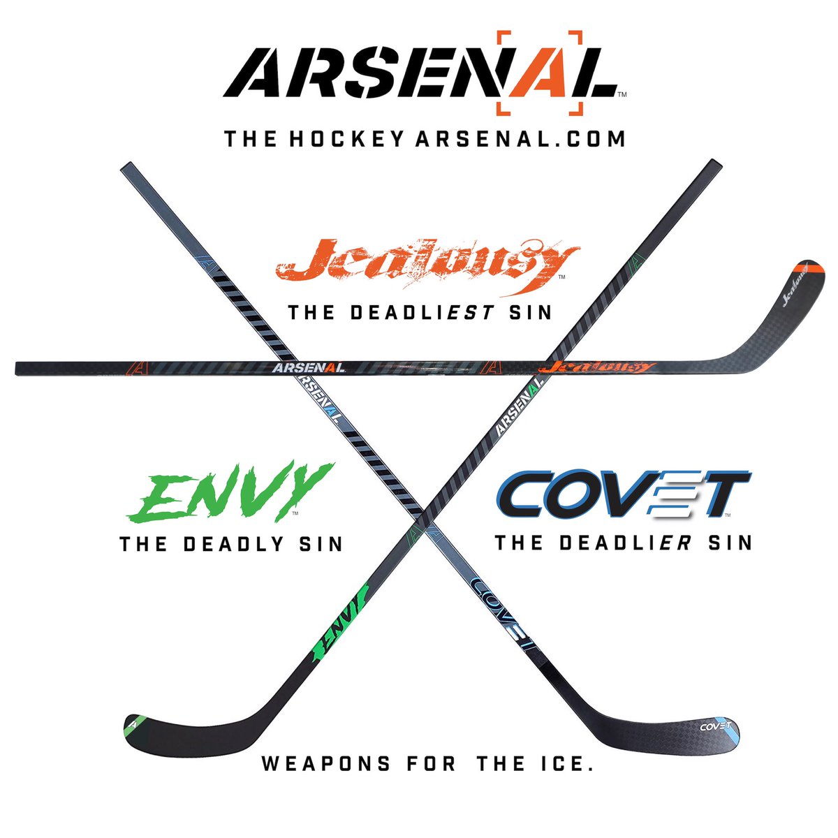 thehckyarsenal's tweet photo. New sticks coming soon!

🏒The Jealousy! Our premium stick that is our lightest (420gr) and highest performance stick.

The Covet. New flex of 75.

The Envy. New intermediate stick in a 65 flex.

#weaponsfortheice #arsenaljealousy #arsenalcovet #beerleaguehockey #odr #pondhockey https://t.co/XV8znCXyK4