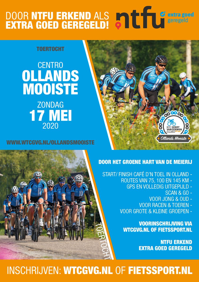 Heb jij ze al in je agenda staan?
- <a href="/Mutsaarsbikes/">Mutsaarsbikes</a> Ollands Ruigste - 29 maart 2020
- Centro Ollands Mooiste - 17 mei 2020
Meer informatie op wtcgvg.nl 
#toertocht #racefiets #wielrennen #mtb #mountainbike
