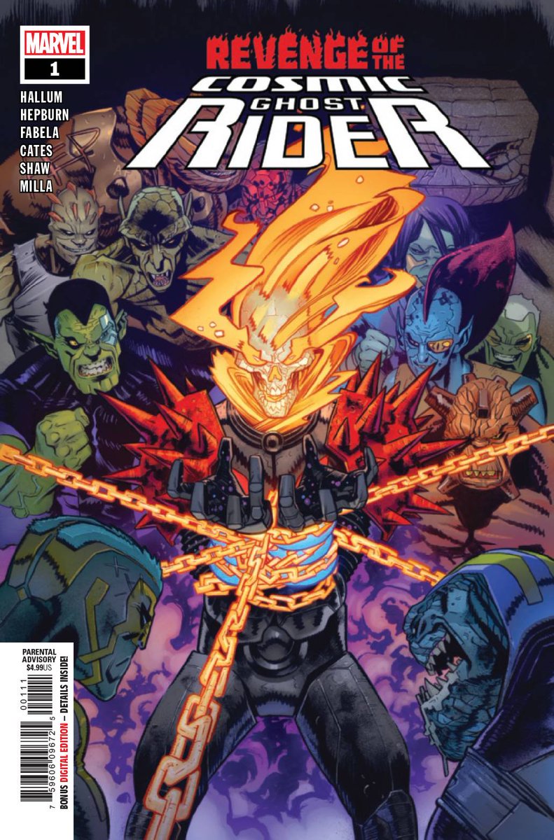 REVENGE OF COSMIC GHOST RIDER #1 #MARVEL @DennisHopeless #DonnyCates @ScottHepburn @GeoffShaw Now in an intergalactic prison, the Rider is going to turn his cage into an all-out cage match! Who's going to be the last alien standing #AamazingFantasyComics #NewComicsWednesday