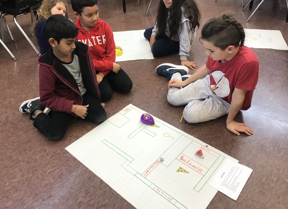 Junior students designed mazes for our new robot mice and then used the mazes to teach primary students how to code the robots!  Great collaboration <a href="/RicksonWolves/">Rickson Ridge</a> !  #ugdsb