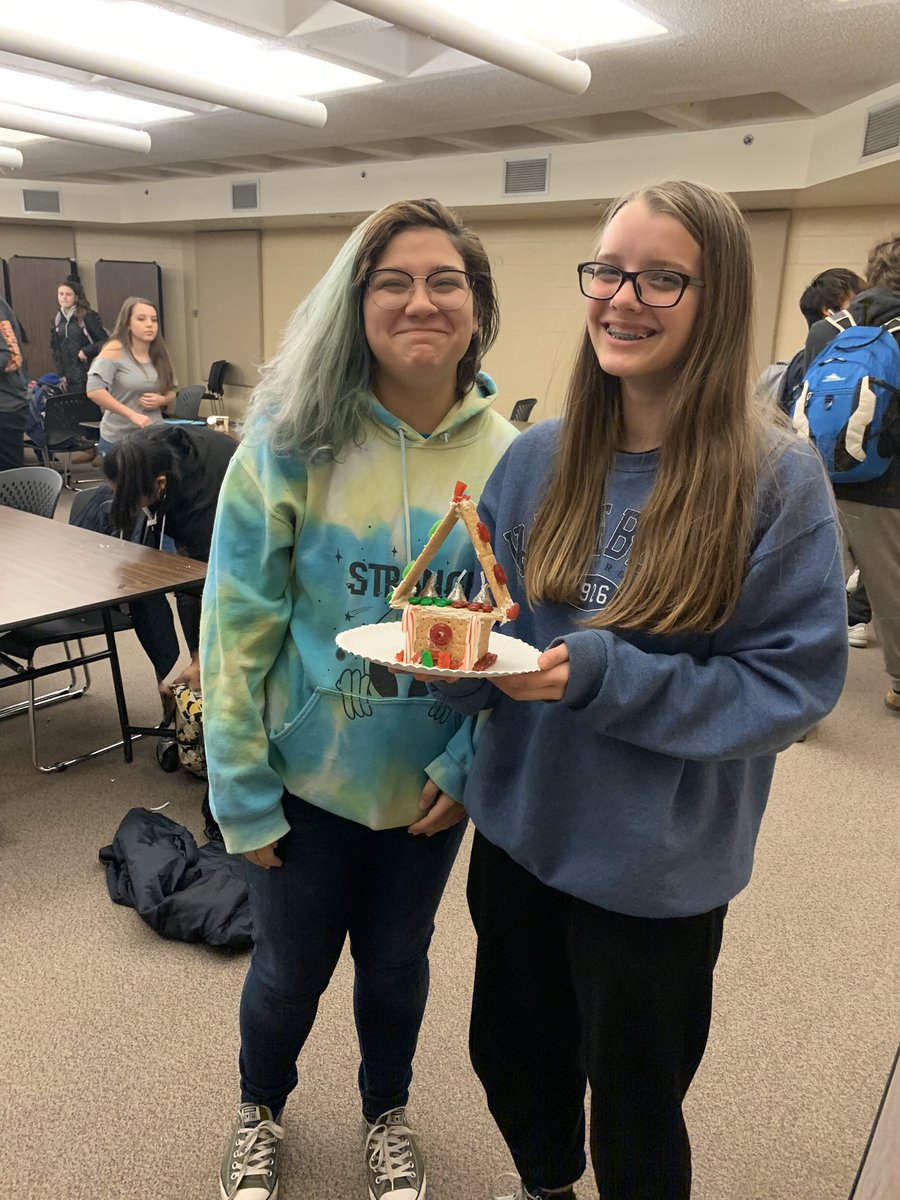 Our winning gingerbread houses from today’s class lunch.  #holidayspirit