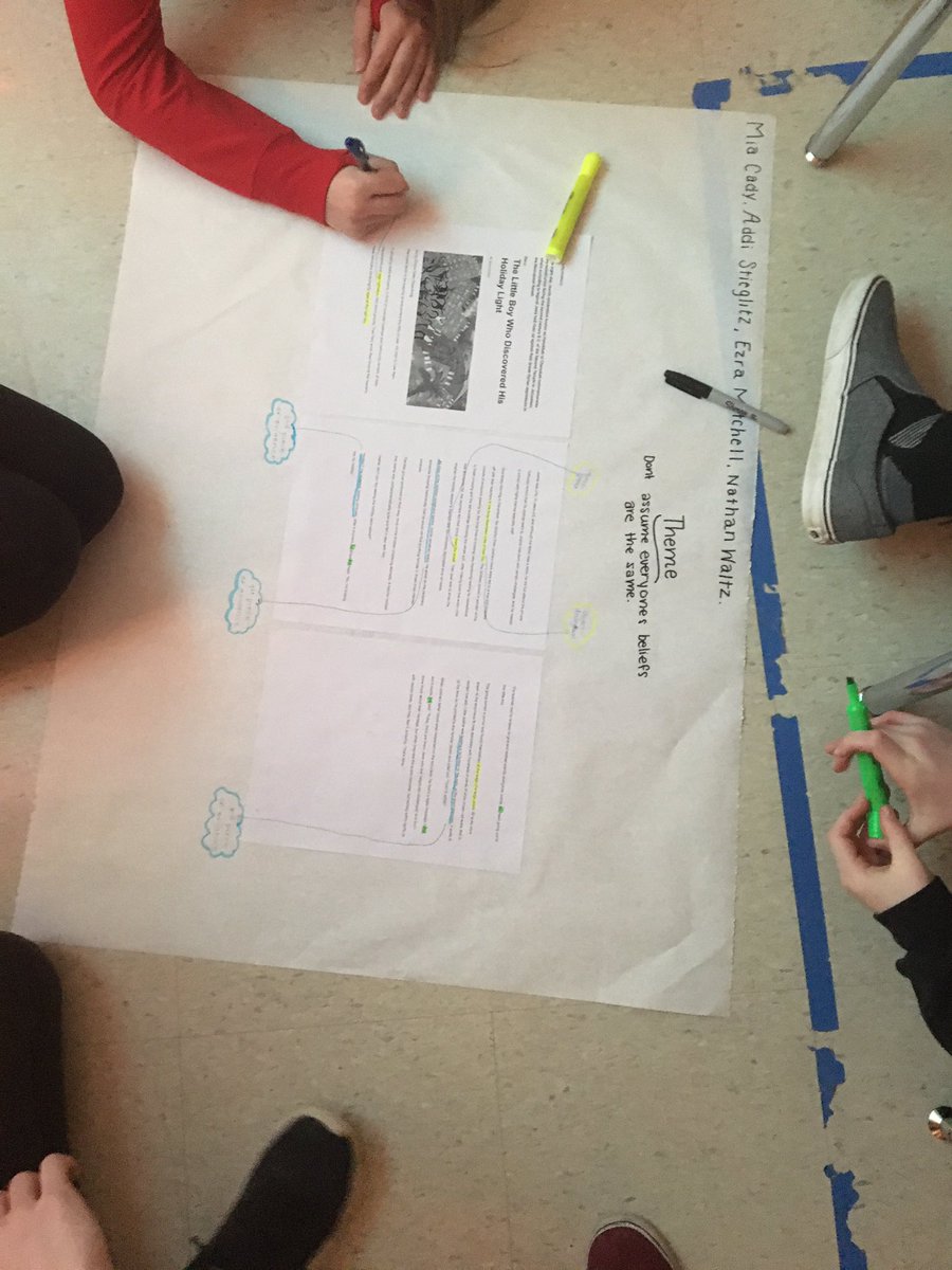 MsLBenishek's tweet photo. Today the kids identified themes and parts of speech while reading holiday stories and learning about other culture’s holiday traditions. @miss_foderaro #Hannukah #Kwanzaa #Lasposadaa https://t.co/40uqkQMiaM