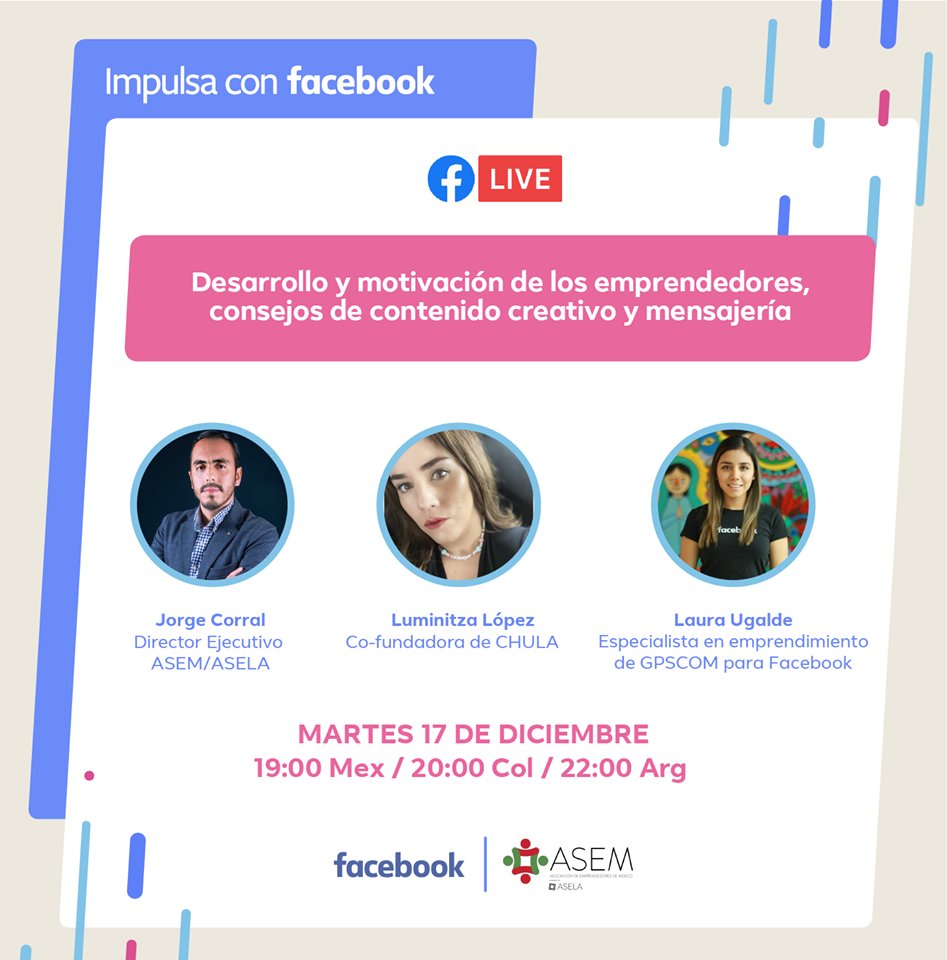 ASEM_Socios's tweet photo. ¡Esto es hoy! Sigue esta transmisión a las 7PM en vivo e impulsa tu negocio con Facebook 📣 https://t.co/AeizMqgUs8 https://t.co/qA2D0noE5p