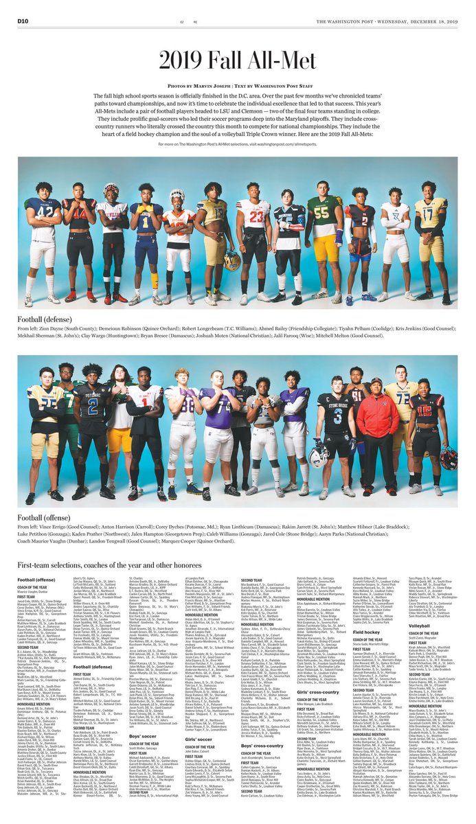 Here's an early look at the <a href="/washingtonpost/">The Washington Post</a> 2019 Fall All-Met print section with photos by Marvin Joseph.

Pick up a copy in Wednesday's <a href="/PostSports/">Post Sports</a> #allmets