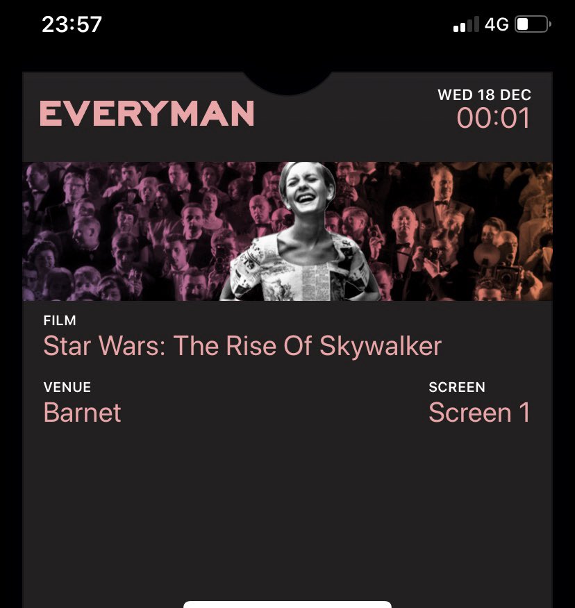 OwainRose's tweet photo. @Everymancinema dude... not cool. Just dragged my brother halfway across London at midnight because my ticket in the Apple wallet said we were seeing Star Wars in 5 minutes ☹️ https://t.co/GGyJHseL3T