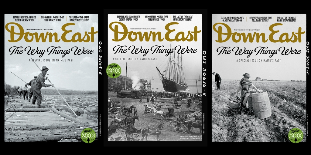 MagazineofMaine's tweet photo. In honor of #Maine's bicentennial, our January 2020 issue has three covers, each representing one of the economic pillars the state was built on: farming, forestry, and the fishing and maritime trades. Collect all three here! ➡️ https://t.co/spW4D21U5s https://t.co/JeLCpOg06k