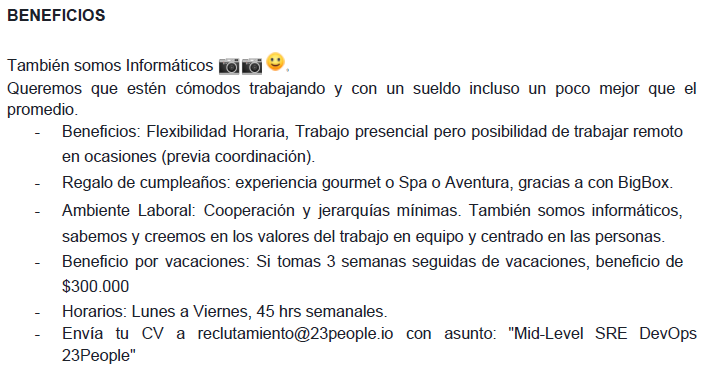 soyeqa's tweet photo. Interesantes #oportunidadeslaborales con el cargo de Mid-Level SRE - DevOps #compartir #ofertalaboral generemos #networking 👍 quedo atento en eduardoquiroga@ieee.org https://t.co/c4dV91ejw6