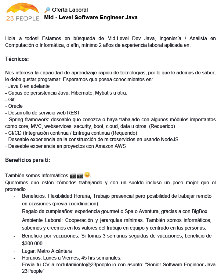 soyeqa's tweet photo. Atentos a #compartir o #postular #OfertaLaboral Mid - Level Software Engineer Java quedo atento en eduardoquiroga@ieee.org 👍😀 https://t.co/PfhaCeObV5