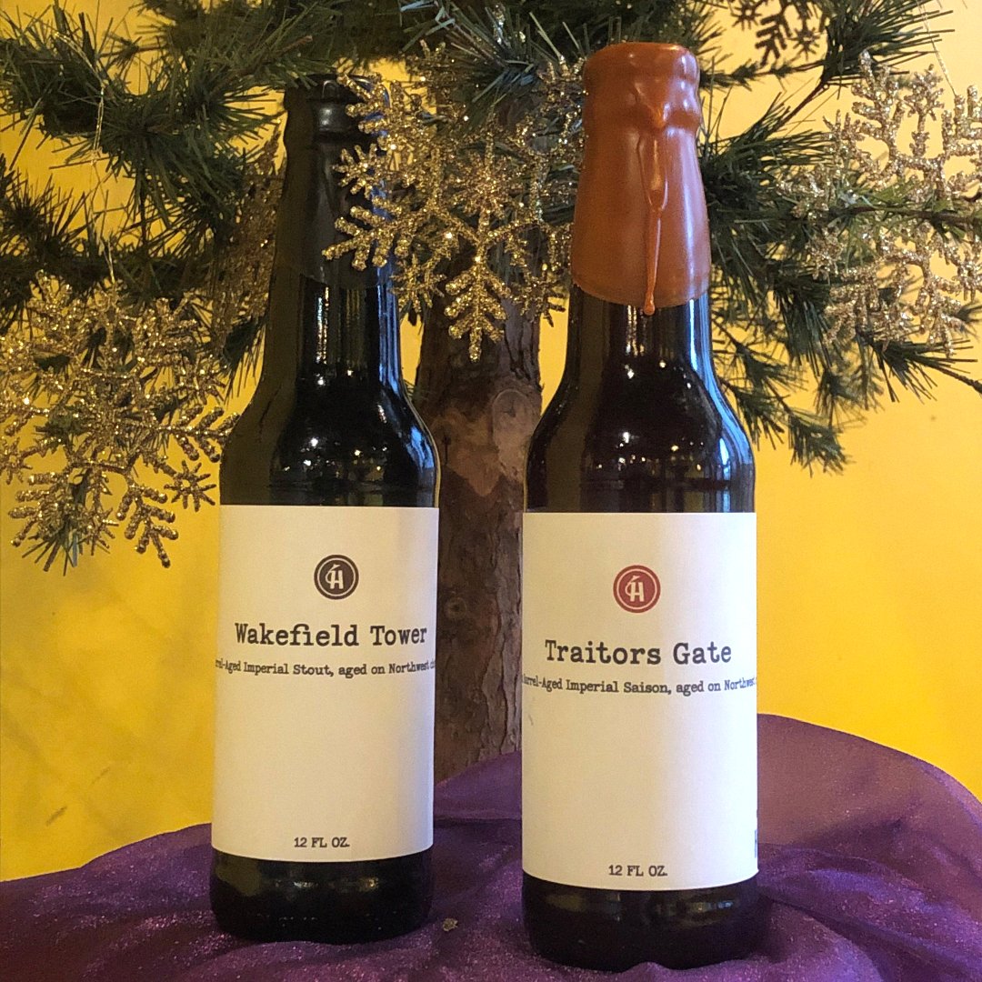 What's under your tree this holiday season?
Come on down to the taproom to pick up one of our limited edition, hand-bottled beers! The Imperial Stout and Imperial Saison were made with organic cherries we gathered from just outside Hood River and barrel-aged to perfection!