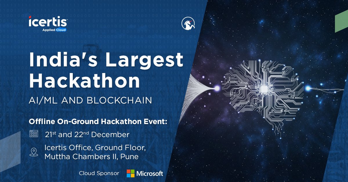 icertis's tweet photo. Icertis is hosting India's Largest Hackathon on AI/ML & #Blockchain this weekend. Join us and watch innovative minds work together to solve complex problems to benefit society. #IcertisHackathon https://t.co/lVmcWDM4Gq https://t.co/9kxU7bevZc