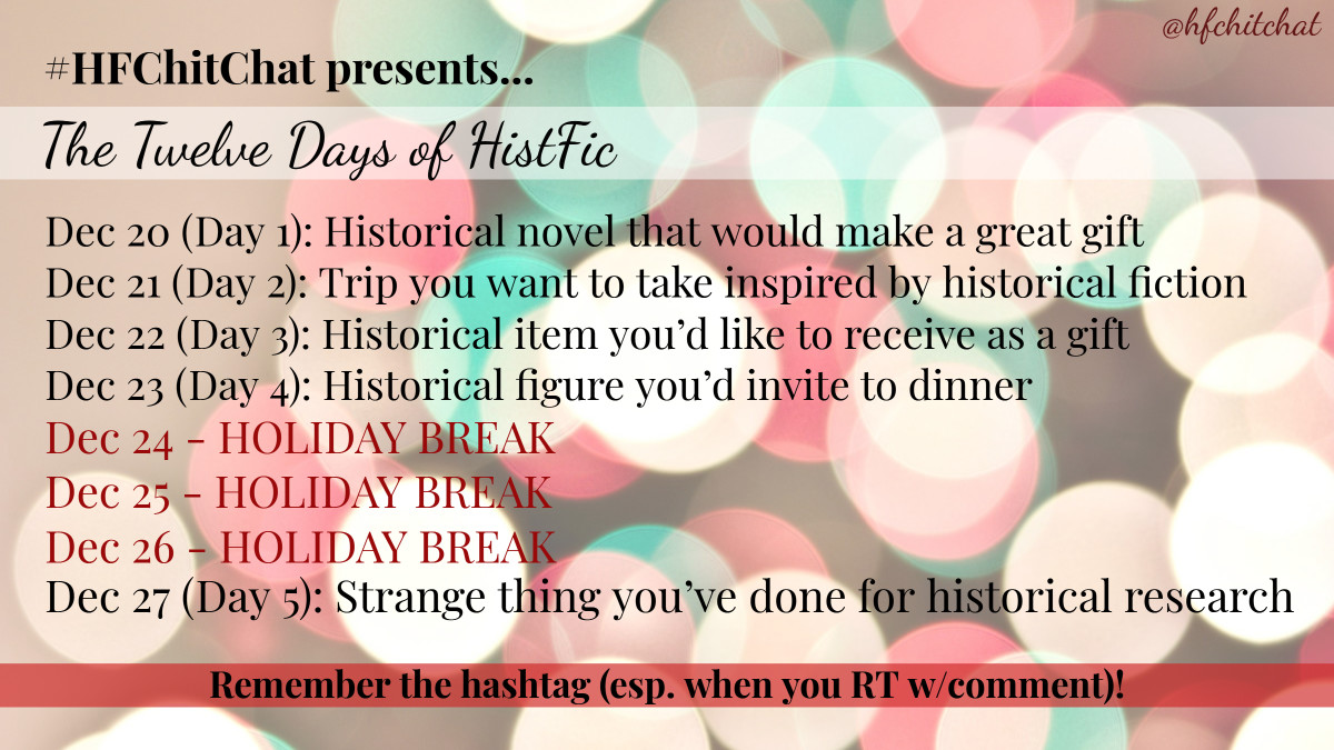 hfchitchat's tweet photo. On Day 2 of the 12 Days of HistFic, we want to know: 

What trip do you want to take that is inspired by historical fiction? 

(Of course, now we must know more! Bonus points for sharing details. 😎)

#HFChitChat https://t.co/i5WkfCqJ4M