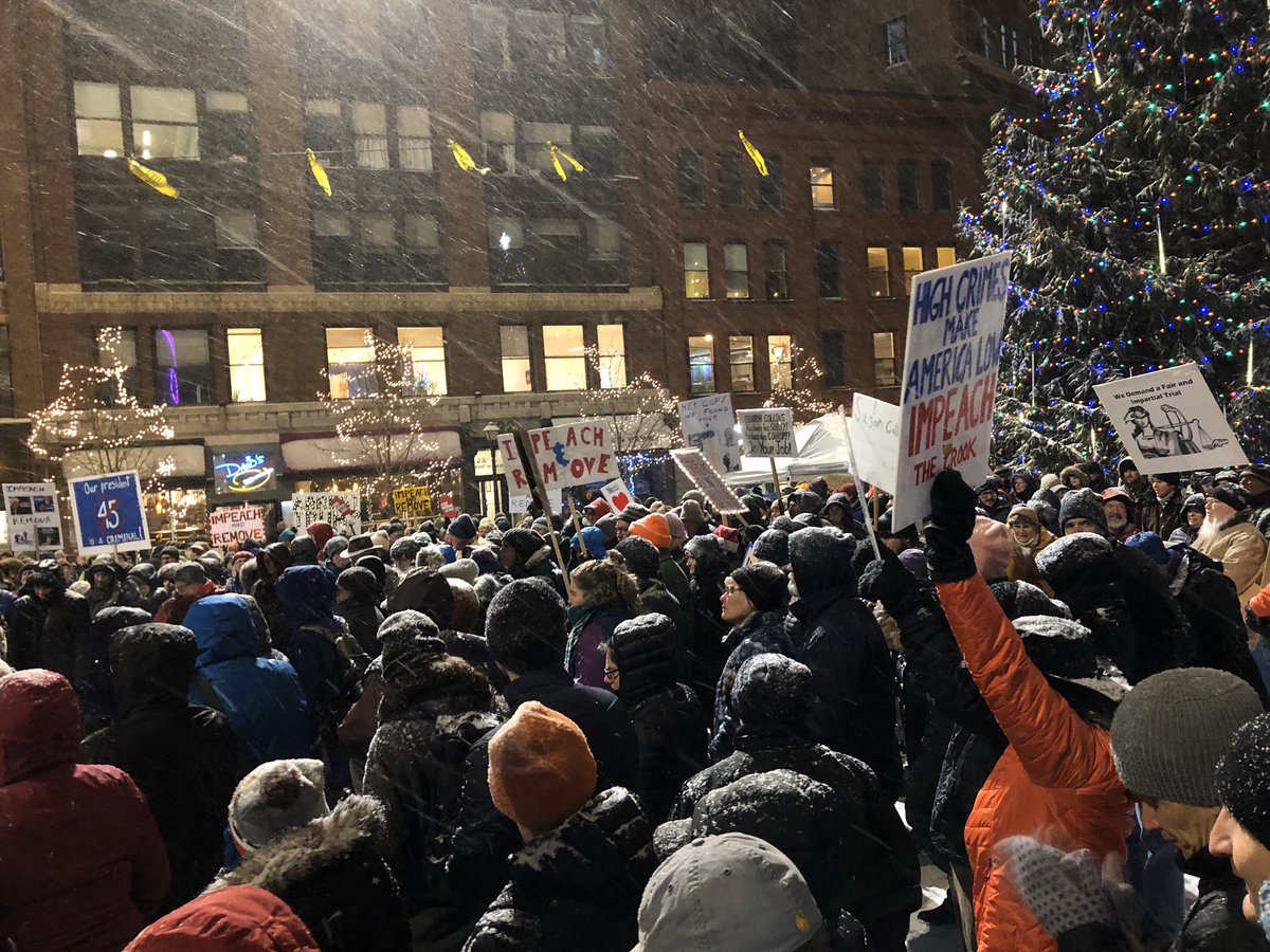 WinkerMike's tweet photo. Nobody Is Above the Law Rally at Monument Square in Portland, Maine. My first.
#NobodyIsAboveTheLaw
#ImpeachmentEve #NotAboveTheLaw #MainersforImpeachment
#ImpeachAndRemove @SenatorCollins do your job https://t.co/fAK3NlnlyL