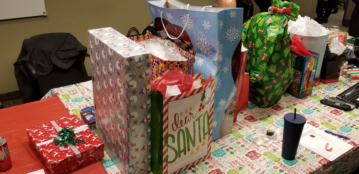 sprcat1's tweet photo. Some of the loot for today's annual holiday exchange with the LME leadership team.  Thanks to SW for organizing, even though I really did want that water bottle that was mysteriously taken from me... ;) #WTRegion https://t.co/SFjTlN31lT