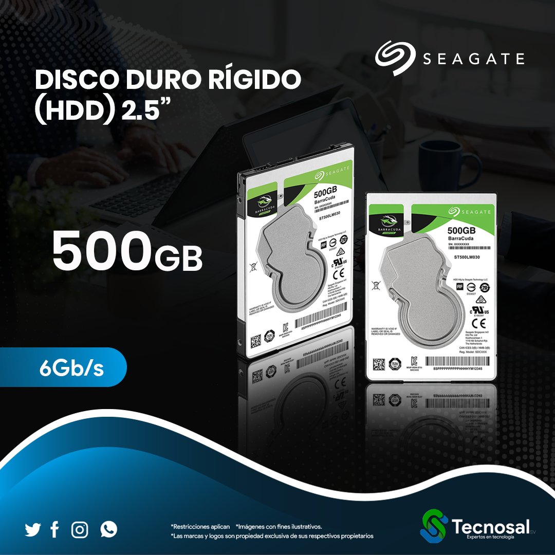 tecnosalsv's tweet photo. 🖥💾 Disco Duro para Laptop Seagate BarraCuda 2.5'' 📁

Disco Duro para Laptop Seagate BarraCuda 2.5'', 500GB, SATA III, 6Gbit/s, 5400RPM, 128MB

#elsalvador #tecnosalsv #store #capacity #500GB #fotos #archivos #Files #harddisckdrive #backup #internal #HDD #seagate #Barracuda https://t.co/yTsBT9fr5x