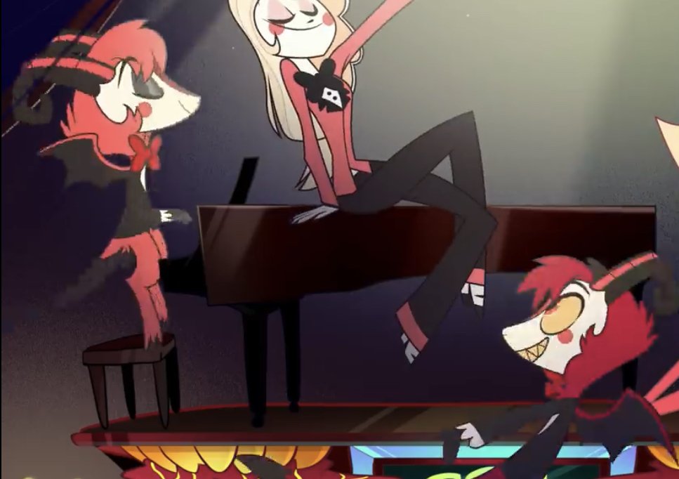 Sooooo dazzle is the red one and razzle is the less red one yeah #Hazbin_Ho...