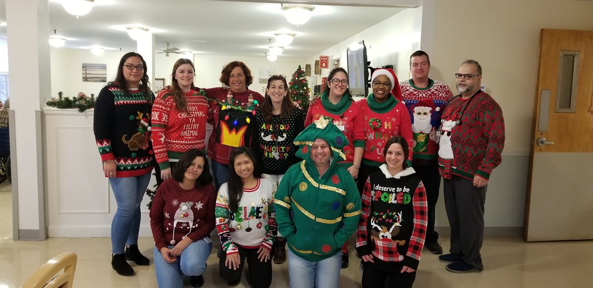 sassse321's tweet photo. Today was our ugly sweater contest! Our Social Worker, Susan won for the ugliest but most creative sweater! Great job to all who participated!
@NextStepHC 
@RelSilvia @barbackz @SassyStacey92 @Fairbrother_J https://t.co/rml5q1bLWJ
