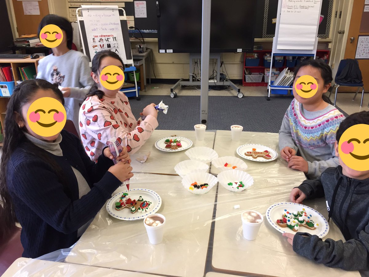 mstangfaywood's tweet photo. Our ESL class having fun decorating ginger bread cookies and enjoying hot chocolate just before the holidays! @FinchPublic @TDSB #ESL https://t.co/oCpfp9HFWo