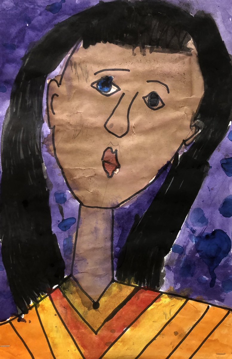 Modigliani inspired portraits fro Newbie second graders. Beautiful!