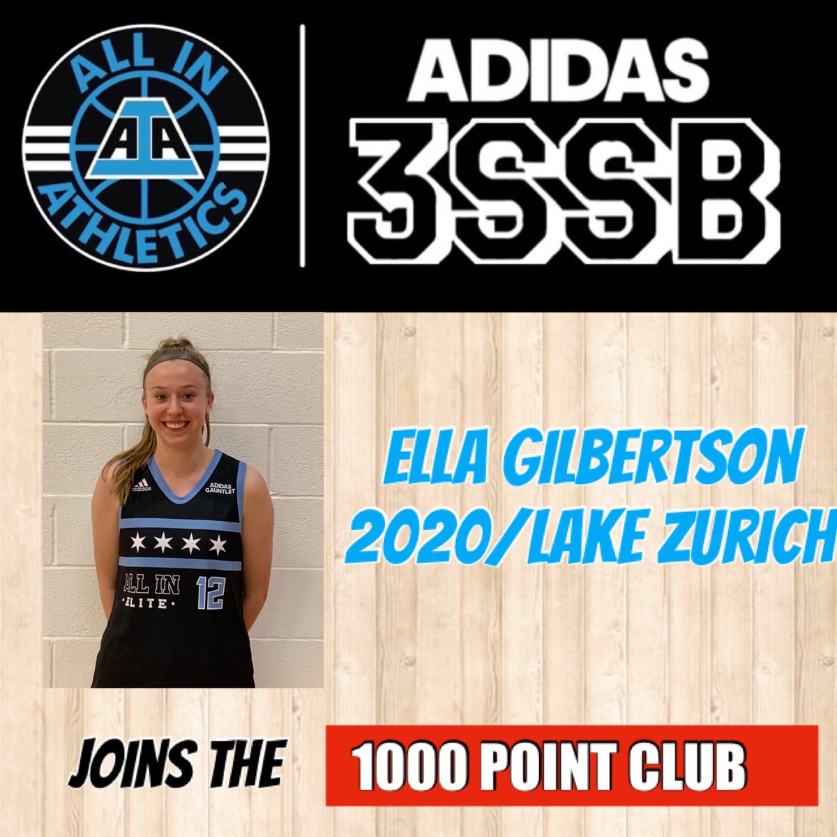 AIAelitegirls's tweet photo. Congrats to ALL IN 2020 and Minnesota Duluth commit Ella Gilbertson from Lake Zurich on scoring her 1️⃣0️⃣0️⃣0️⃣ point tonight. We are so proud of you. #ALLINfamily #3SSB @ellagilby @aiathletics @aia_matt @3Stripewbb https://t.co/cf1YlkINQz