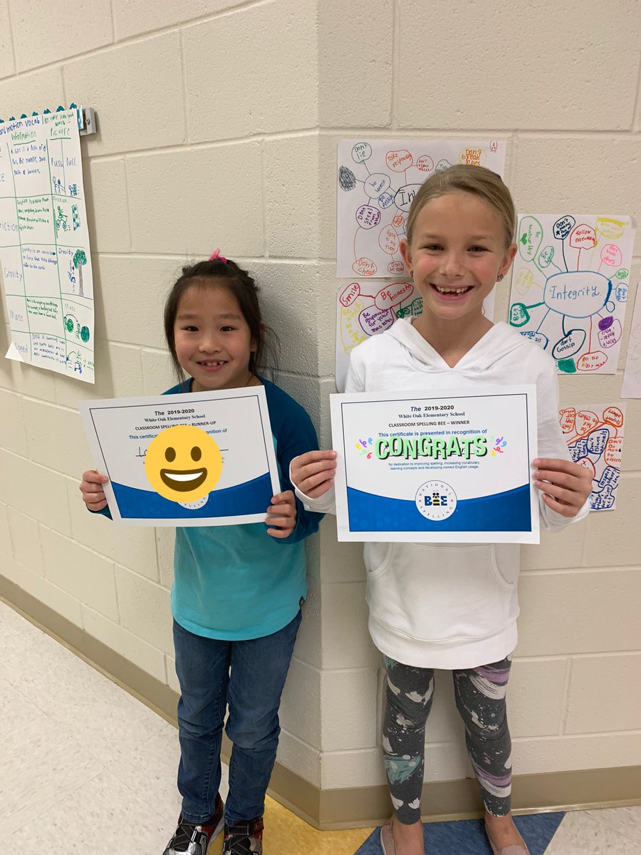 So proud of everyone who participated in today’s class spelling bee! A special congrats to our class winner and runner-up!