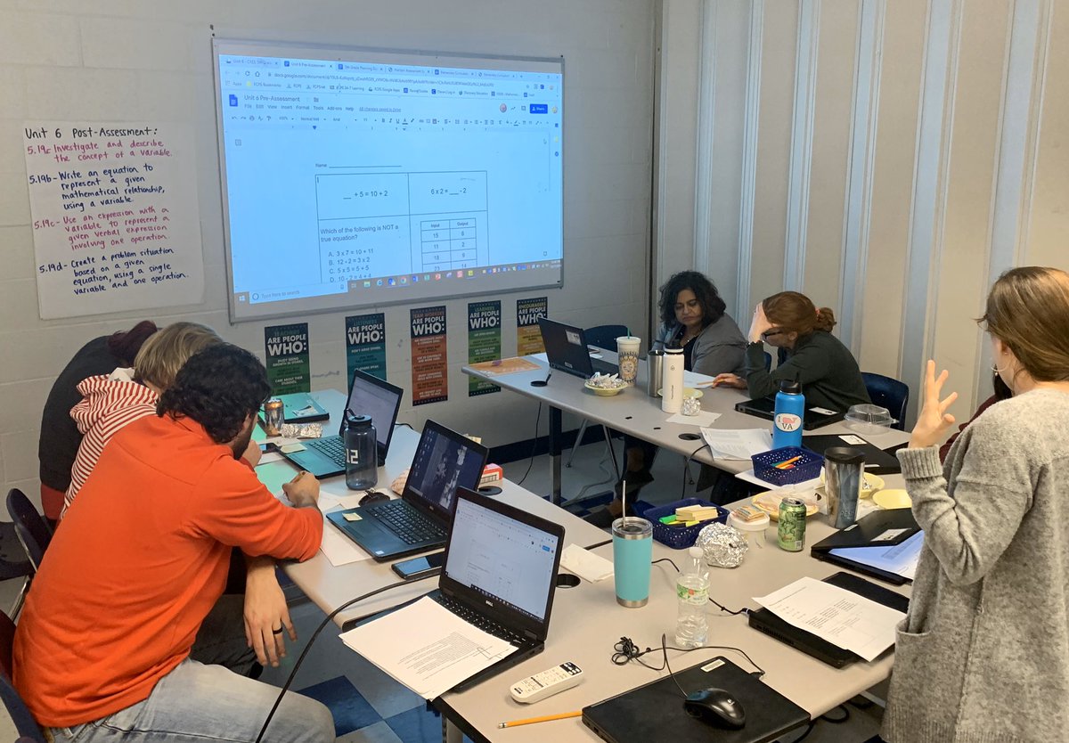 jjstratford1's tweet photo. The 5th grade team is deep in planning as they are unpacking and creating pre and post assessments for unit 6. Thanks @christiebohn for leading this great learning! @centreridgees https://t.co/SBndyRrSfk