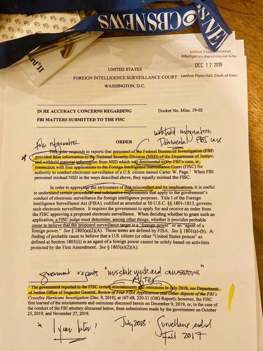 C__Herridge's tweet photo. #FISC rebukes FBI. Appears to go further than IG Horowitz, calling it “misconduct,” and FISC learned about “certain misstatements and omissions” a year AFTER Page surveillance ended. #MySharpie #MyHighlighter #footnotesmatter https://t.co/D92G4FQk81