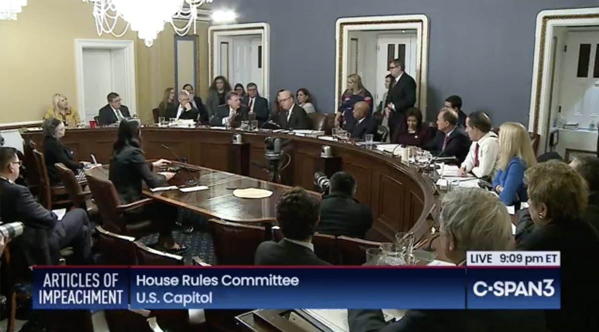 C-SPAN screen shows the House Rules Committee members after voting on the rule.
